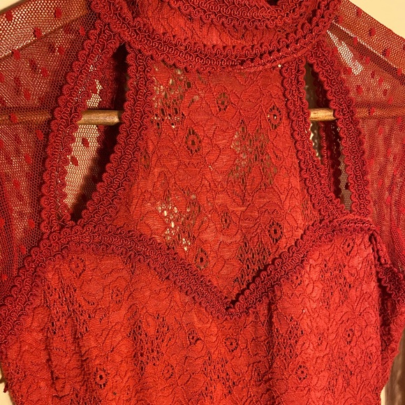 FREE PEOPLE LACE LONG SLEEVE COCKTAIL DRESS US:S - Picture 4 of 7